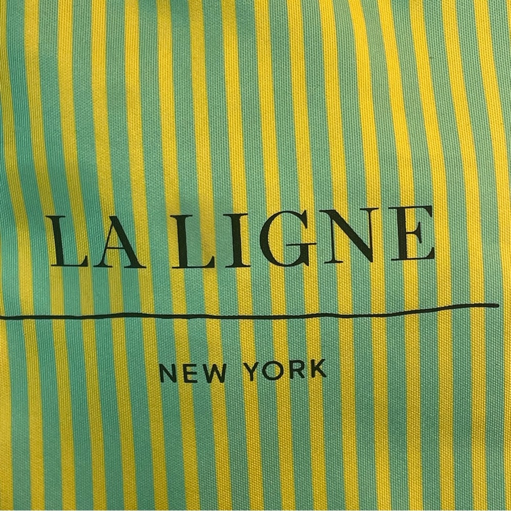 La Ligne NY Green Yellow Stripe Small Shopper Tote - Picture 4 of 7